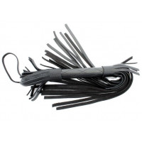 Чёрная плетка из натуральной кожи - 45 см.