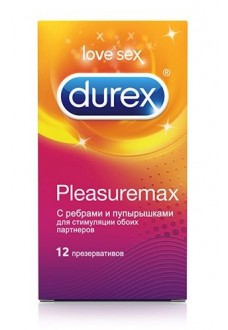 Рельефные презервативы с точками и рёбрами Durex Pleasuremax - 12 шт.