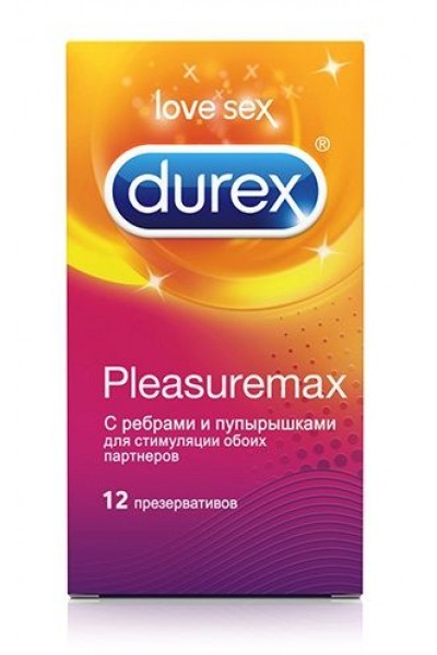 Рельефные презервативы с точками и рёбрами Durex Pleasuremax - 12 шт.