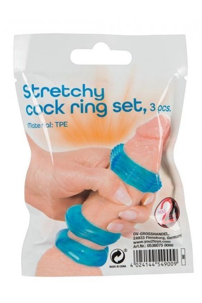 Набор из 3 голубых эрекционных колец Stretchy Cock Ring