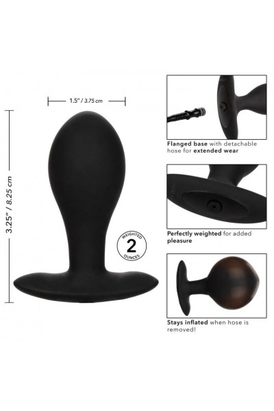 Черная расширяющаяся анальная пробка Weighted Silicone Inflatable Plug Large - 8,25 см.