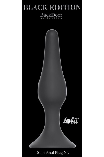 Чёрная анальная пробка Slim Anal Plug XL - 15,5 см.