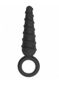 Анальная пробка со спиралью на поверхности No.60 Dildo With Metal Ring - 17,5 см.