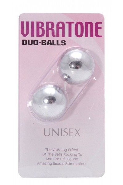 Серебристые шарики VIBRATONE DUO BALLS SILVER BLISTERCARD