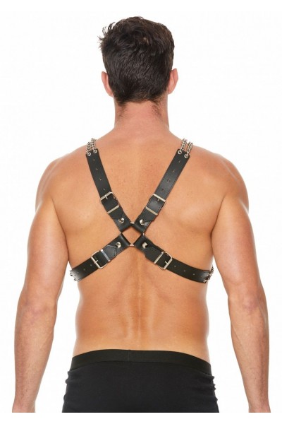 Черная мужская портупея Chain And Chain Harness