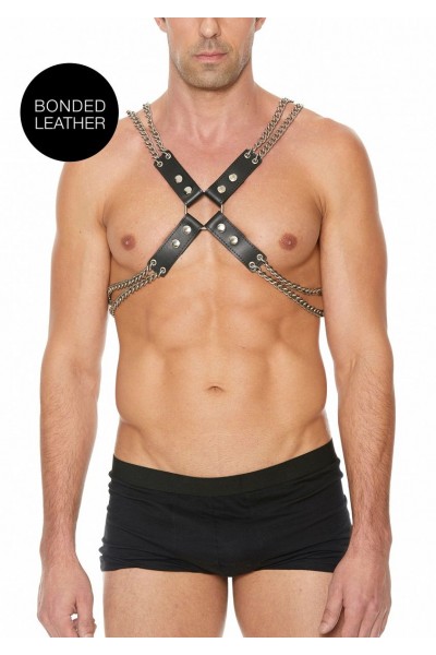 Черная мужская портупея Chain And Chain Harness