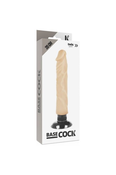 Телесный вибратор на присоске Basecock Realistic Vibrator 2in1 - 20 см.