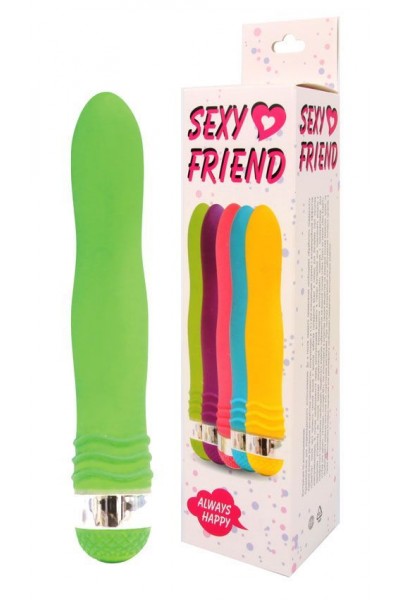 Салатовый эргономичный вибратор Sexy Friend - 17,5 см.