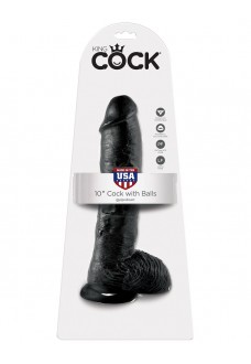 Реалистичный чёрный фаллоимитатор-гигант 10  Cock with Balls - 25,4 см.