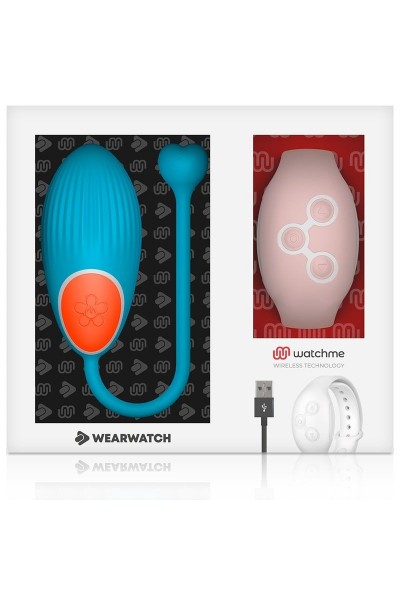 Голубое виброяйцо с нежно-розовым пультом-часами Wearwatch Egg Wireless Watchme