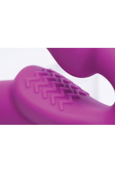 Ярко-розовый безремневой вибрострапон Evoke Vibrating Strapless Silicone Strap-on Dildo