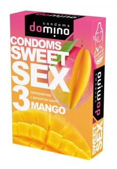 Презервативы для орального секса DOMINO Sweet Sex с ароматом манго - 3 шт.