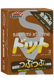 Презервативы Sagami Xtreme Feel Up с точечной текстурой и линиями прилегания - 3 шт.