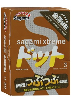 Презервативы Sagami Xtreme Feel Up с точечной текстурой и линиями прилегания - 3 шт.