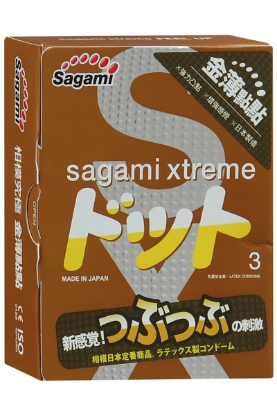 Презервативы Sagami Xtreme Feel Up с точечной текстурой и линиями прилегания - 3 шт.