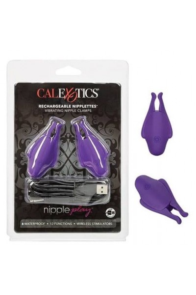 Фиолетовые виброзажимы для сосков Nipple Play Rechargeable Nipplettes