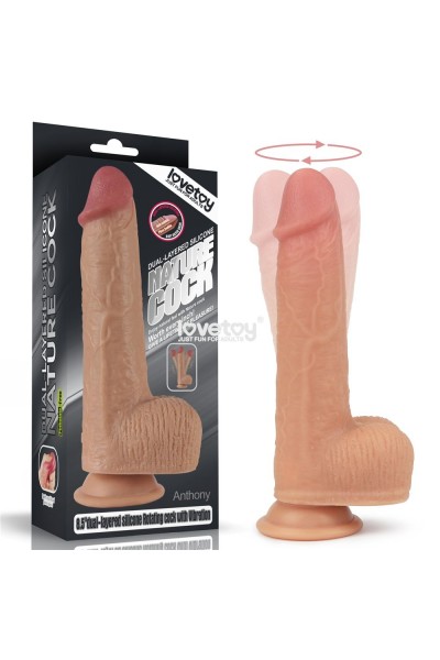 Телесный реалистичный вибратор-ротатор 8.5 Dual layered Silicone Rotating Nature Cock Anthony - 21,5 см.