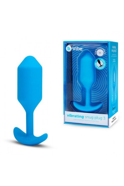 Голубая вибропробка для ношения B-vibe Snug Plug 3 - 12,4 см.