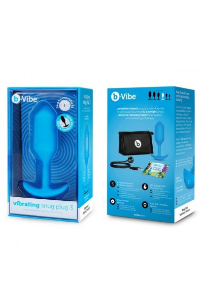 Голубая вибропробка для ношения B-vibe Snug Plug 3 - 12,4 см.