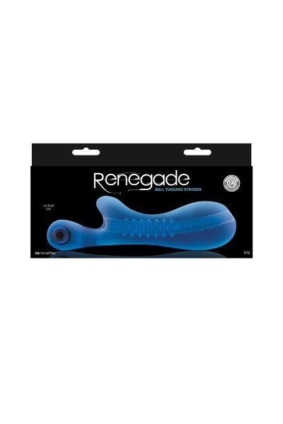 Синий мастурбатор с вибростимулятором мошонки Renegade Ball Tugging Stroker