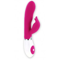 Розовый вибратор Felix с клиторальным стимулятором - 21 см.