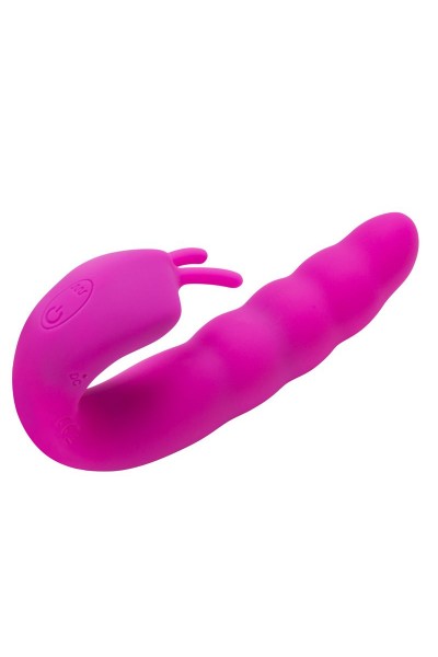 Розовый вибратор Ribbed Dual Stimulator - 17 см.