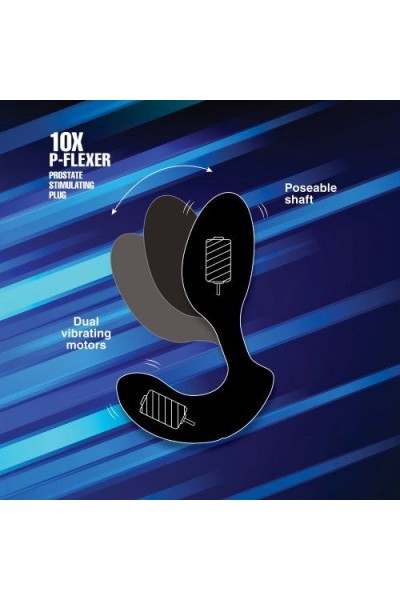 Черный стимулятор простаты 10X P-Flexer Prostate Stimulating Anal Butt Plug - 13,7 см.