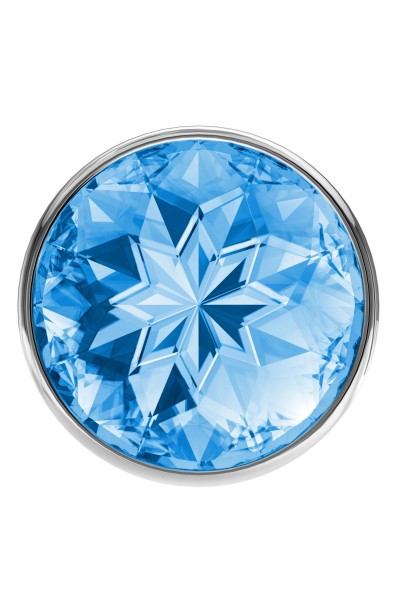 Малая серебристая анальная пробка Diamond Light blue Sparkle Small с голубым кристаллом - 7 см.