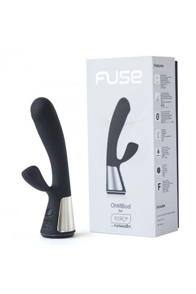 Чёрный интерактивный вибратор Kiiroo Ohmibod Fuse - 18 см.