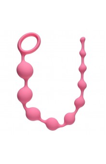 Розовая анальная цепочка Long Pleasure Chain - 35 см.