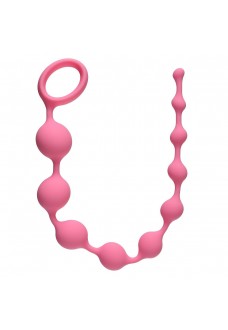 Розовая анальная цепочка Long Pleasure Chain - 35 см.