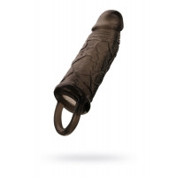 Чёрная насадка на пенис с подхватом мошонки