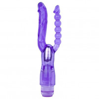 Фиолетовый анально-вагинальный вибратор Extreme Dual Vibrator - 25 см.