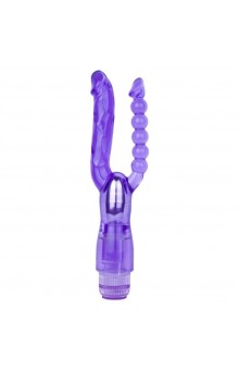 Фиолетовый анально-вагинальный вибратор Extreme Dual Vibrator - 25 см.