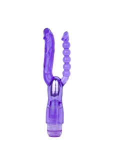 Фиолетовый анально-вагинальный вибратор Extreme Dual Vibrator - 25 см.