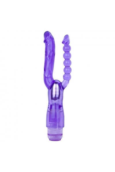 Фиолетовый анально-вагинальный вибратор Extreme Dual Vibrator - 25 см.