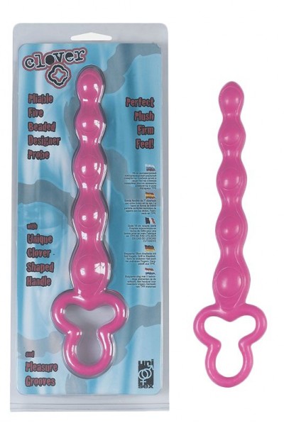 Розовая анальная цепочка Clover Anal Rod - 18 см.