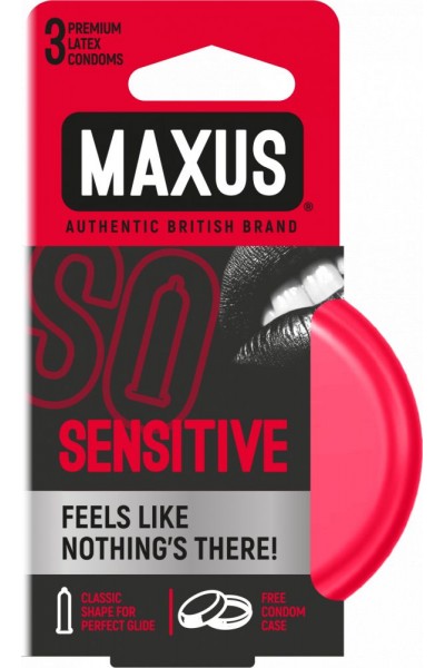 Ультратонкие презервативы в железном кейсе MAXUS Sensitive - 3 шт.