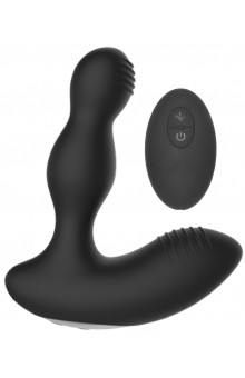 Черный массажер простаты с электростимуляцией и пультом ДУ Prostate massager