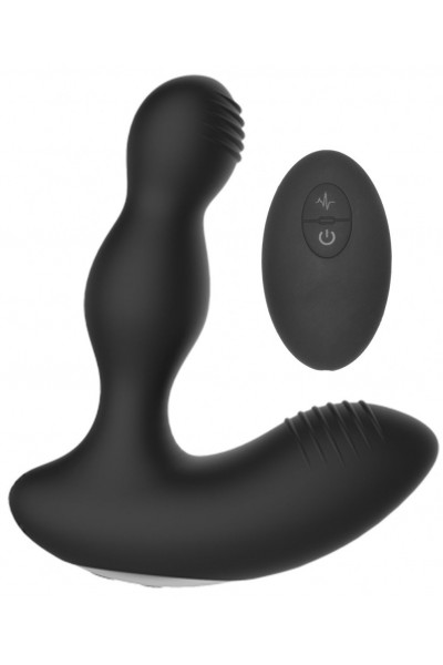 Черный массажер простаты с электростимуляцией и пультом ДУ Prostate massager