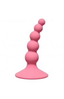 Розовая анальная пробка Ribbed Plug Pink - 10,5 см.