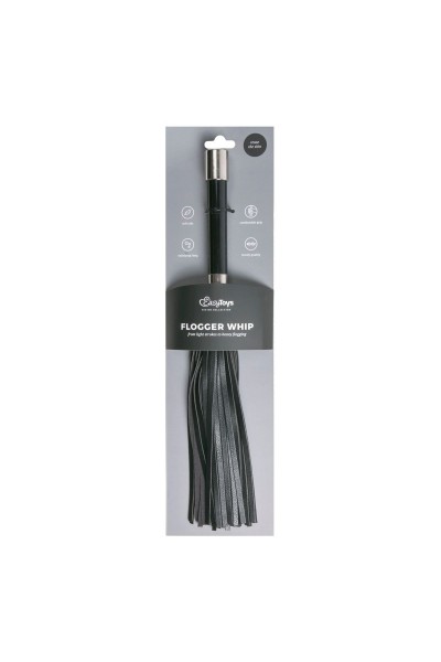 Черная плеть Easytoys Flogger With Metal Grip - 38 см.