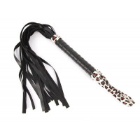 Черный флоггер с черно-леопардовой ручкой Notabu - 49 см.