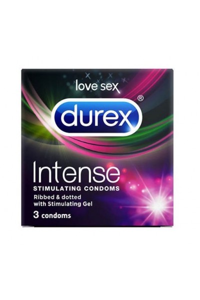 Рельефные презервативы со стимулирующей смазкой Durex Intense Orgasmic - 3 шт.