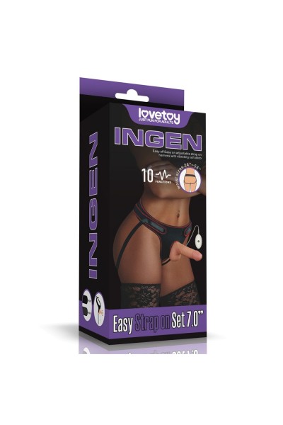 Женский страпон с вибрацией Vibrating Easy Strapon Set 7.0 - 18 см.