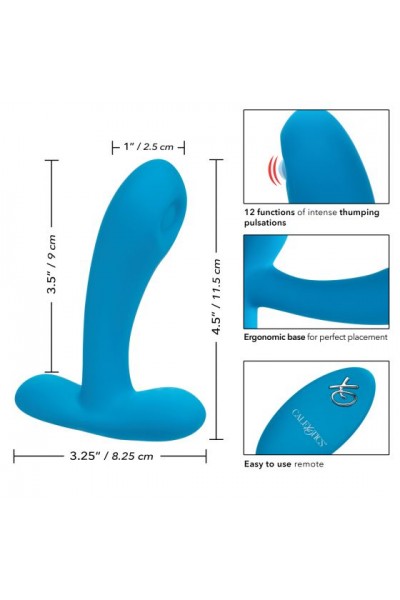 Голубой массажер простаты Silicone Remote Pulsing Pleaser - 11,5 см.