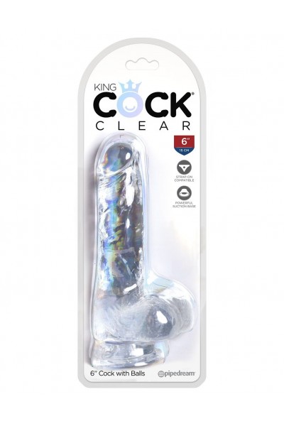 Прозрачный фаллоимитатор King Cock Clear 6  Cock with Balls - 17,8 см.