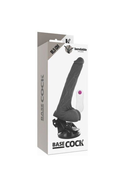 Черный вибратор на мощной присоске Basecock Realistic Vibrator Remote Control - 18,5 см.