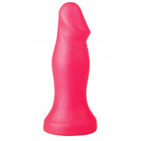 Розовый анальный фаллоимитатор с ограничительным основанием - 14 см.