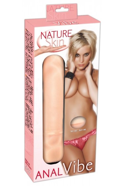 Анальный вибратор Nature Skin Anal Vibe - 21,5 см.